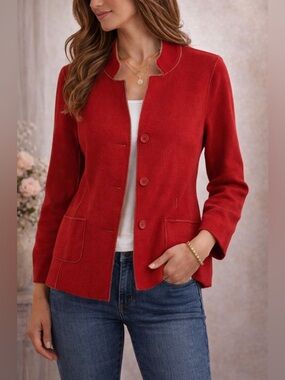 EILEEN FISHER 100% MarinoWool Jacket Women Blazer Classic Button Front Size PM